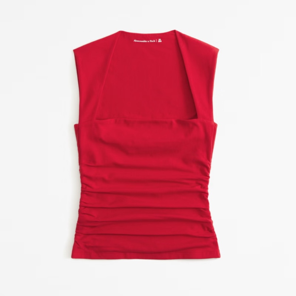 Abercrombie & Fitch Red Square Neck Ruched Tank